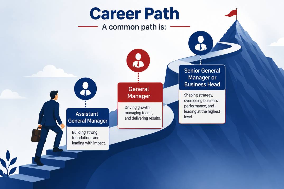 Career progression from Assistant General Manager to Business Head.