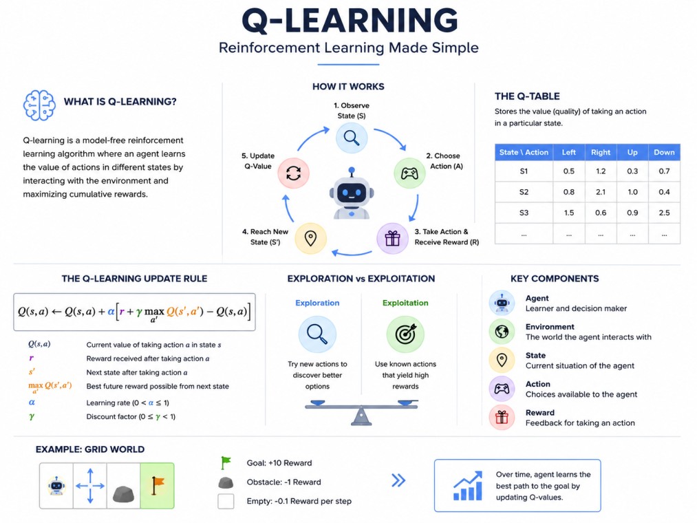 Infographic explaining what q-learning is.