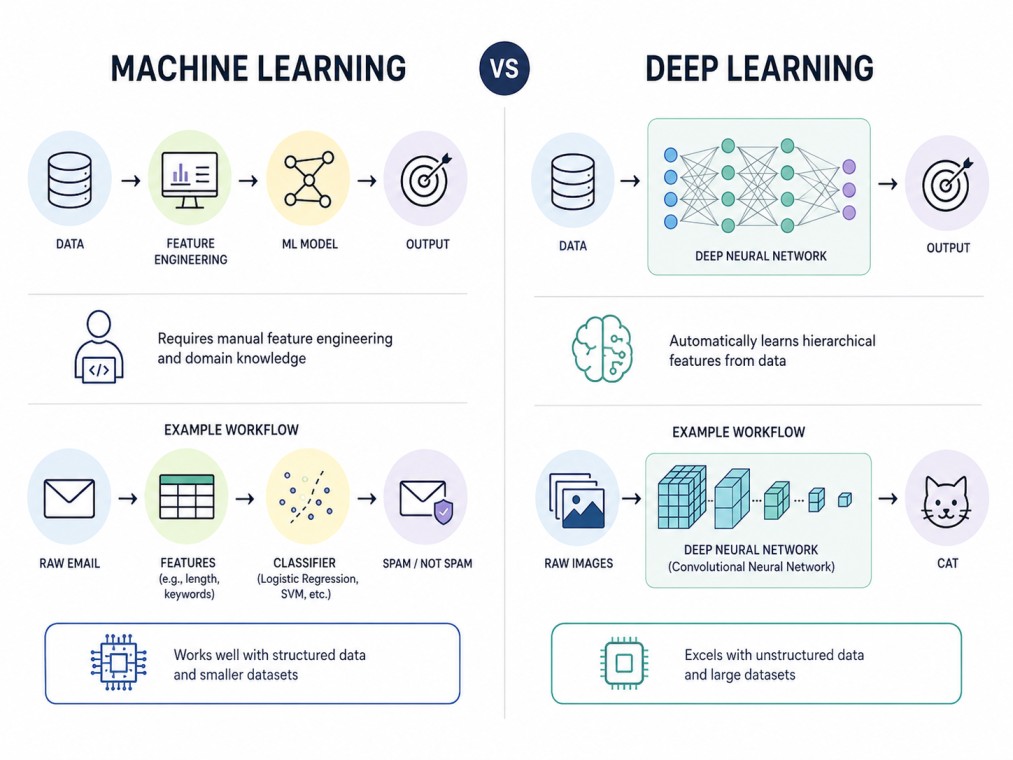 Flowchart showing how to choose deep learning books based on beginner, intermediate, theory, or project-focused learning paths.